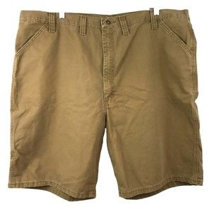 Wrangler Mens Size 46 Utility Cargo Carpenter Shorts Khaki Brown Baggy Casual